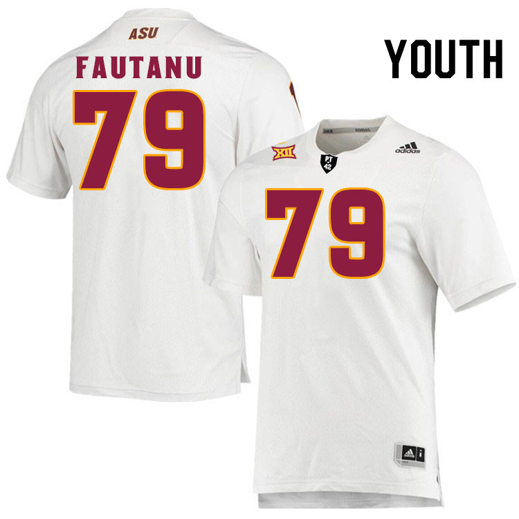 Youth #79 Leif Fautanu Arizona State Sun Devils College Football Jerseys Stitched-White